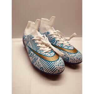 Unbranded Soccer Cleats Blue/White/Gold Cleats Size 36 (6) New